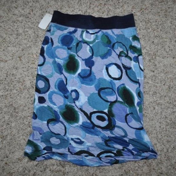 Womens Skirt Blue Circle Large Elastic Waist Bubble Hem Lined Simply Vera Wang - Picture 5 of 5
